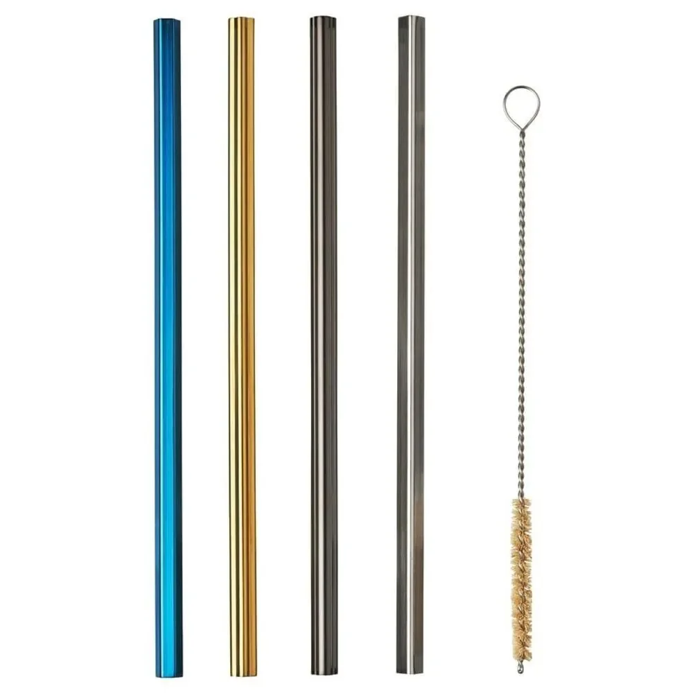 IKEA LUFTTÄT Mixed Shapes Colors Drinking Straws/Brush, Set of 5